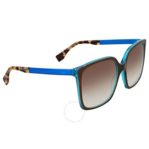 Fendi Logo Oversize Brown Turquoise Sunglasses FF 0076/S 